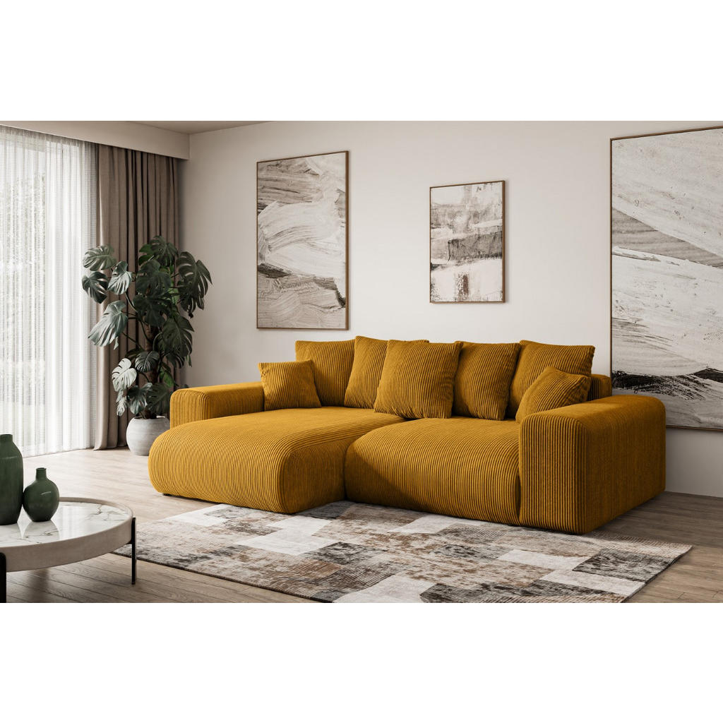Thumbnail - Altdecor Ecksofa, Gelb, Textil, 4-Sitzer, U-Form, Ottomane links, 256x165 cm, Wohnzimmer, Sofas & Couches, Wohnlandschaf...