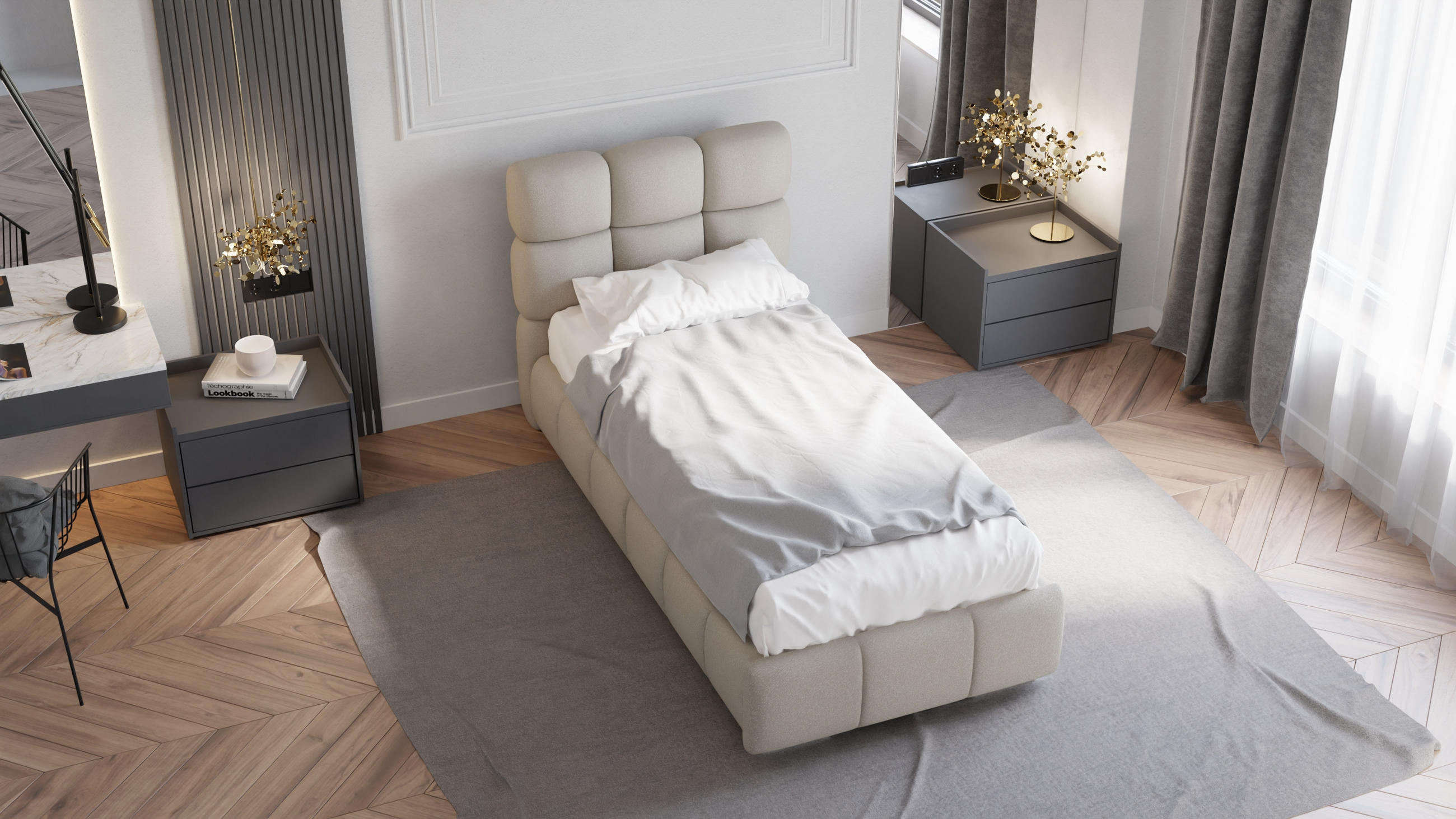 Thumbnail - Homesy Polsterbett, Braun, Holz, Mode, 90x200 cm, Oeko-Tex® Standard 100, Schlafzimmer, Betten, Polsterbetten