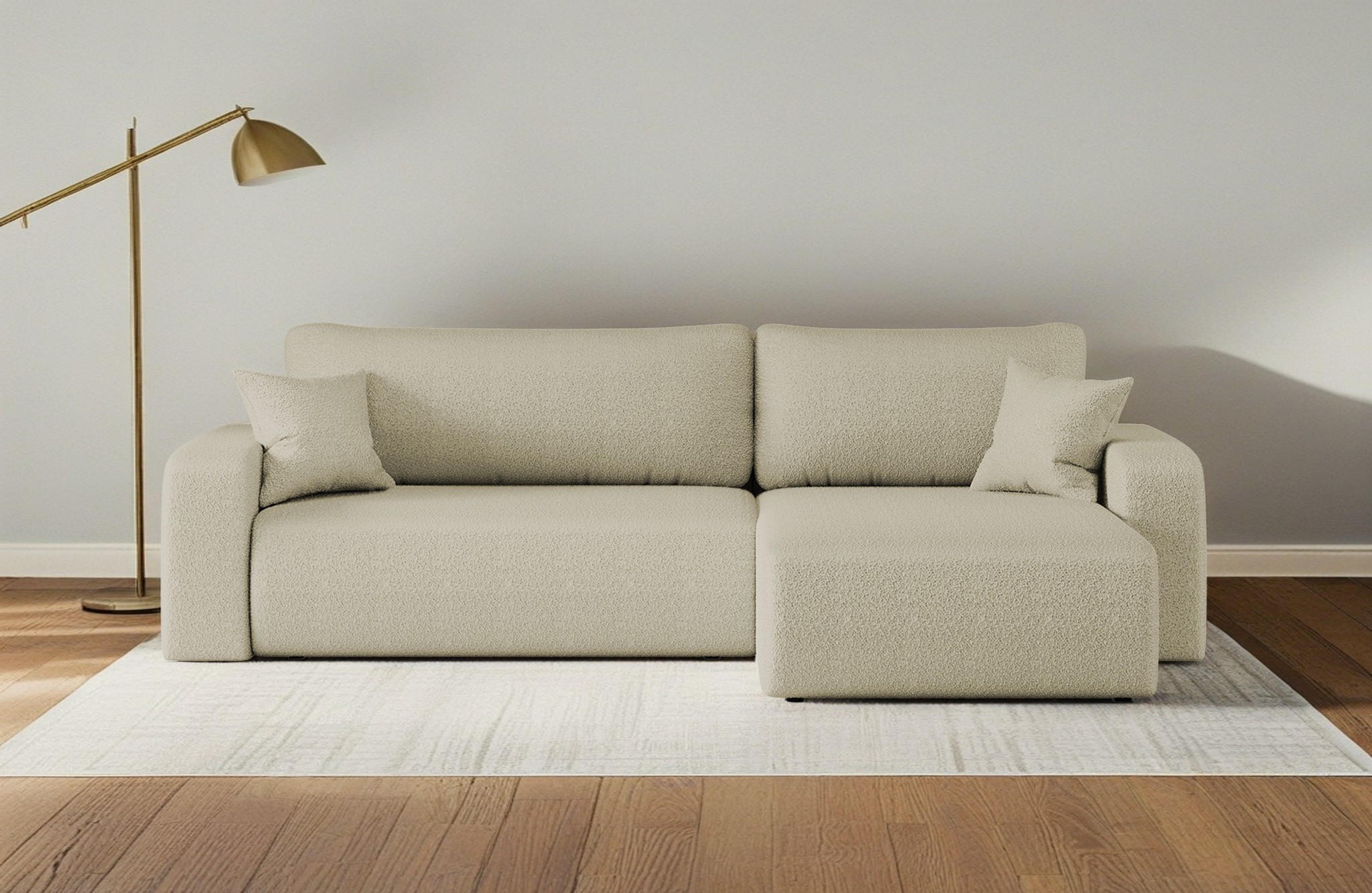 SCHLAFSOFA MILANO XL Und Bettkasten Stoff Quelle Beige Rechts - Beige, Holz (274/82/145cm) - Kaiser Möbel