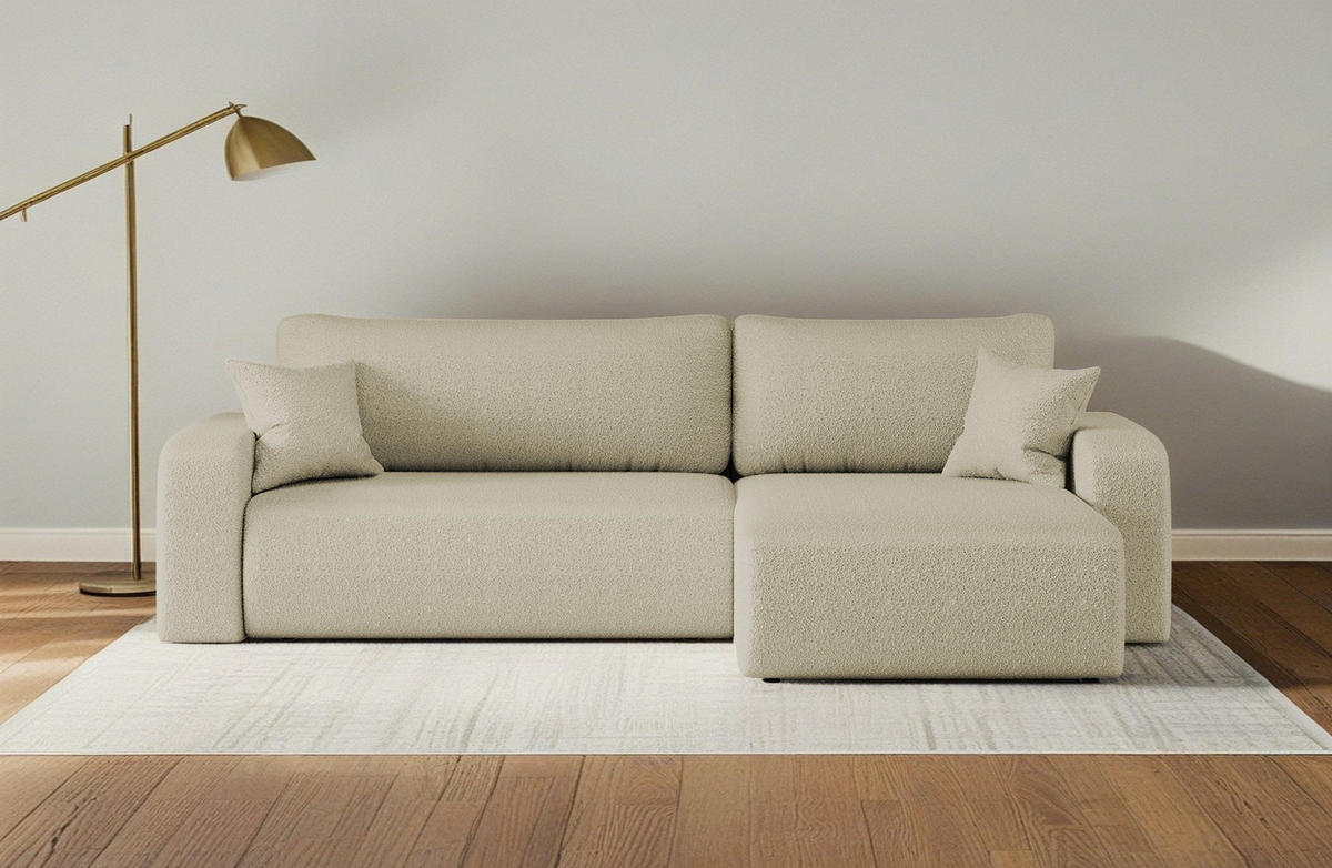SCHLAFSOFA MILANO XL Und Bettkasten Stoff Quelle Beige Rechts - Beige, Holz (274/82/145cm) - Kaiser Möbel