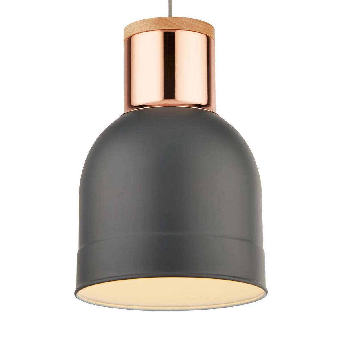 HÄNGELEUCHTE BARHAM Grau Matt Kupfer - Grau, Metall (22/22/159cm)