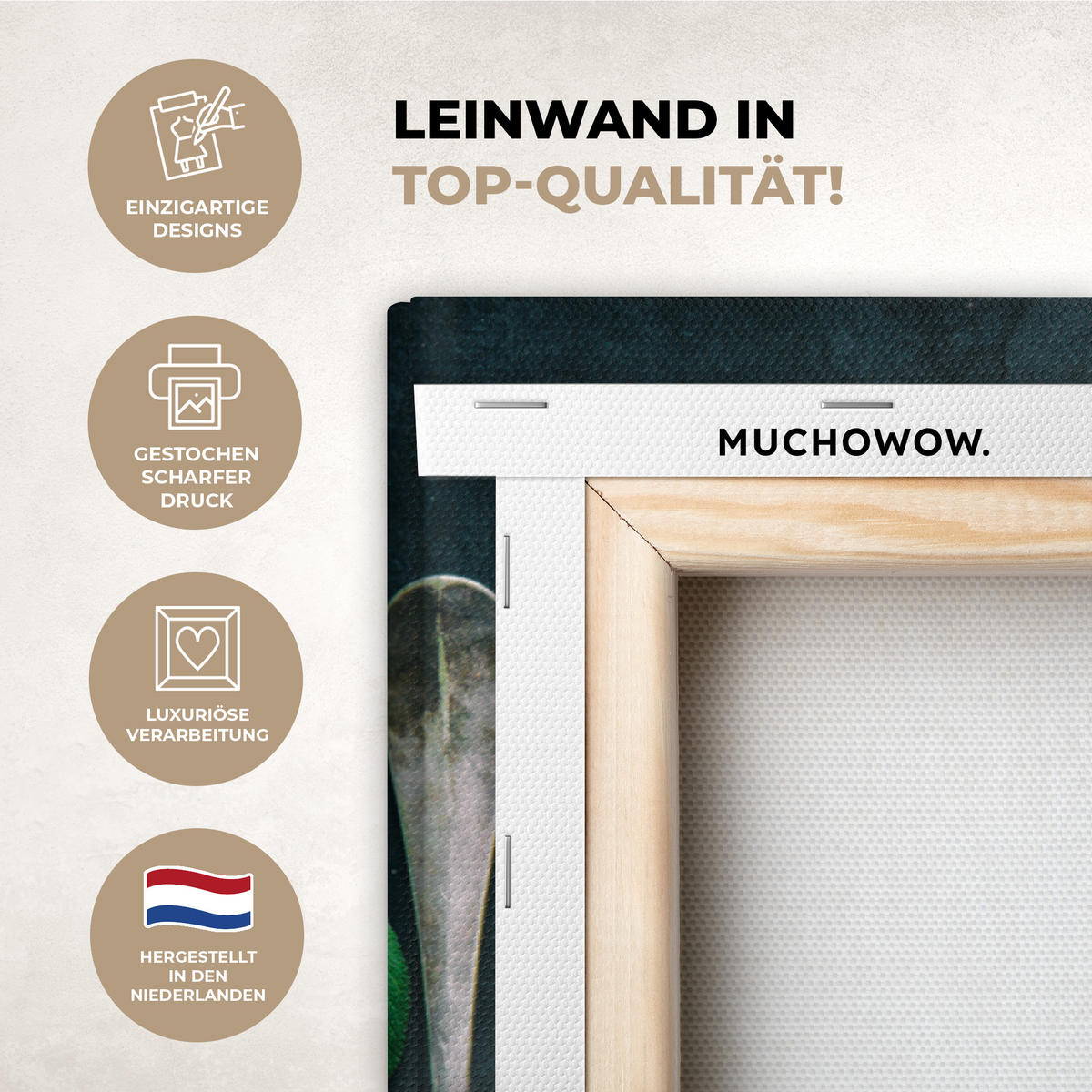 LEINWANDBILD Kräuter - Gewürze - Löffel Deko Groß 90x90 cm - Currygelb, Textil (90/90cm) - MuchoWow