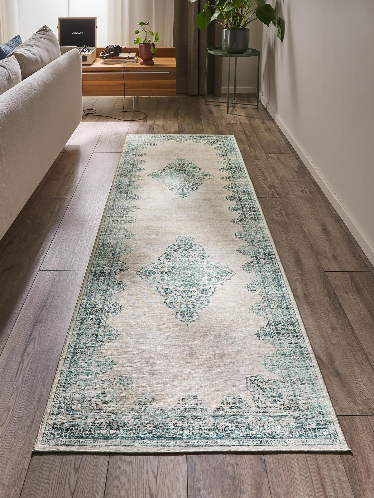LÄUFER Laury Türkis 80x240 cm - Türkis, Kunststoff/Textil (80/240cm) - benuta Pop