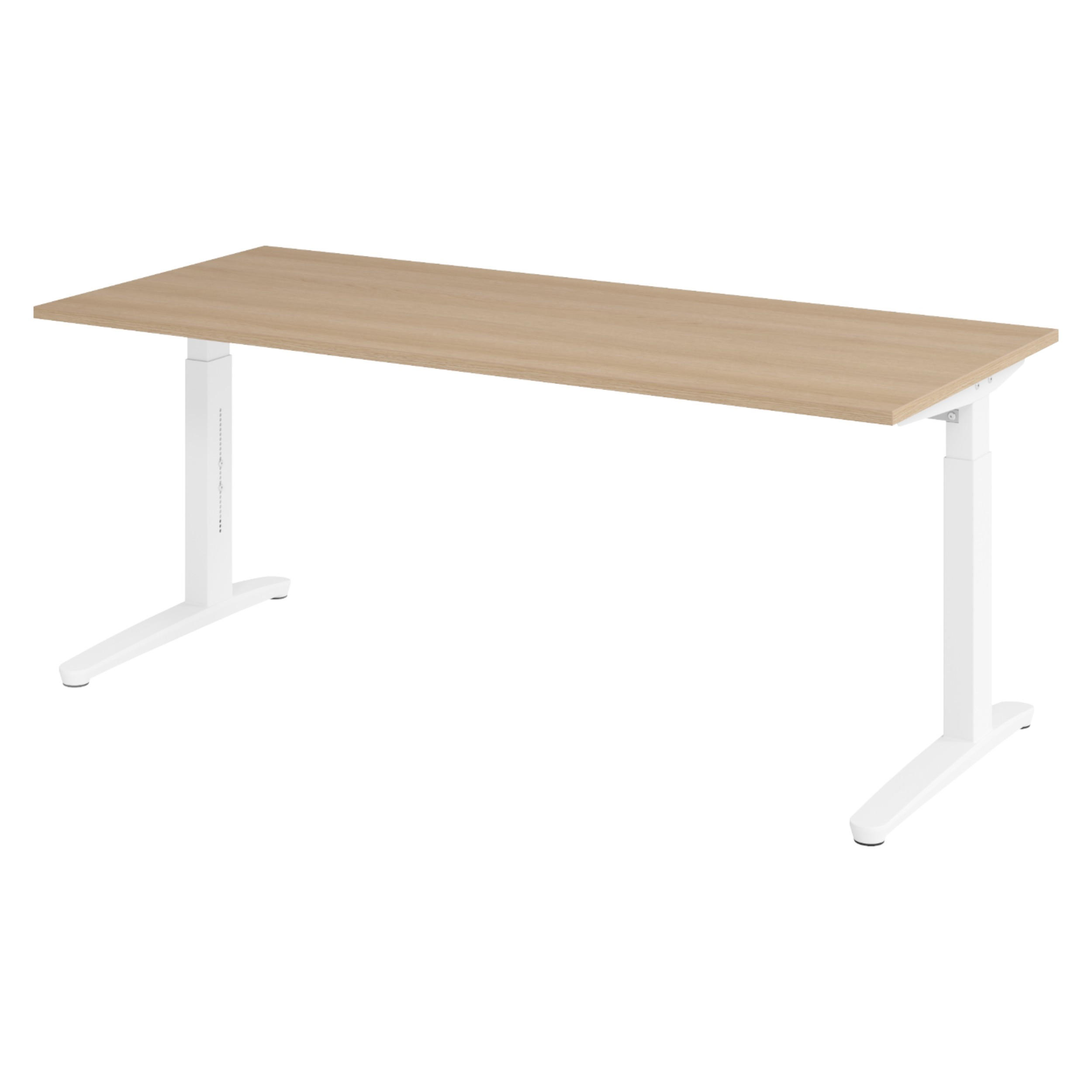 SCHREIBTISCH Serie-XB 80/180/74 cm in Eichefarben/Weiß - Eichefarben/Weiß, Holzwerkstoff (80/180/74cm) - bümö