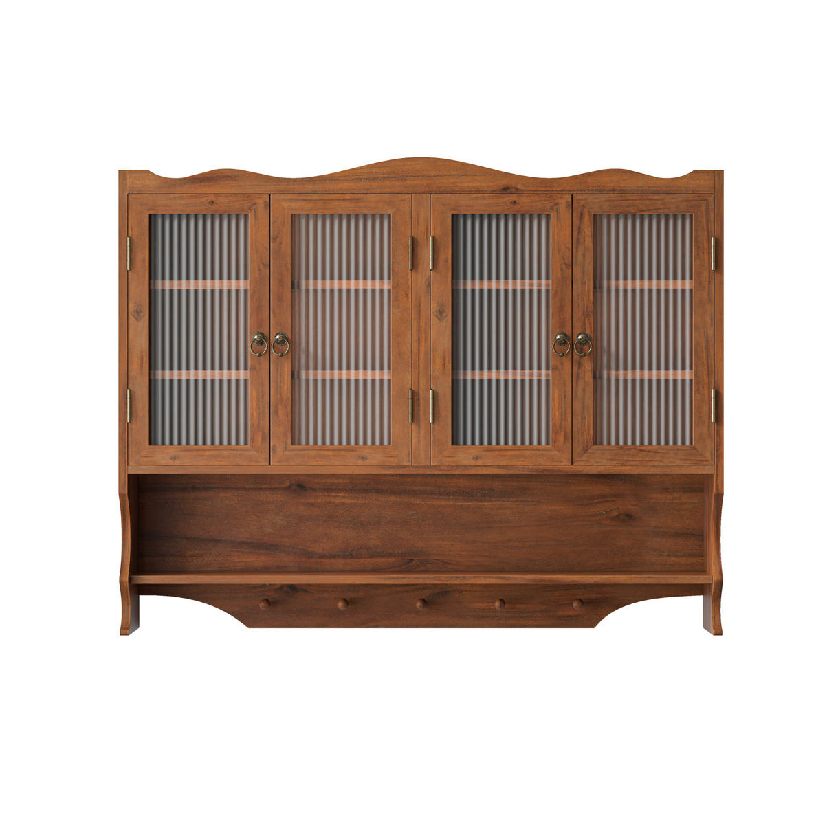 KÜCHENOBERSCHRANK 100/20/80 cm aus Massivholz und Glas mit 4 Türen und Hakenleiste Braun - Braun, Holz (100/80/20cm) - Modenvie