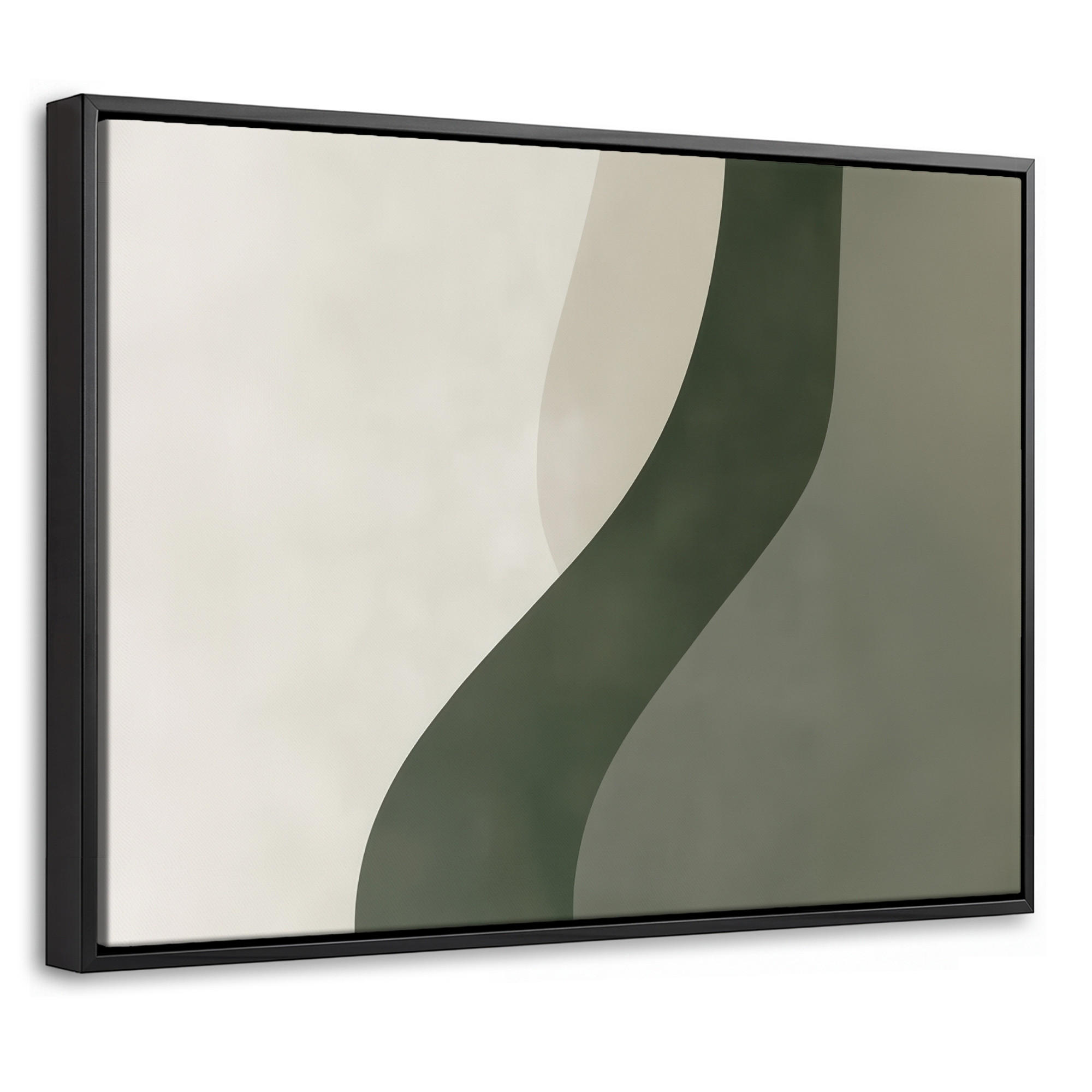 LEINWAND Bilder mit Rahmen - Japandi - Grün - Abstrakt - Modern - 40x30 - Salbeigrün, Textil (40/30cm) - MuchoWow
