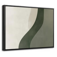 LEINWAND Bilder mit Rahmen - Japandi - Grün - Abstrakt - Modern - 40x30 - Salbeigrün, Textil (40/30cm) - MuchoWow