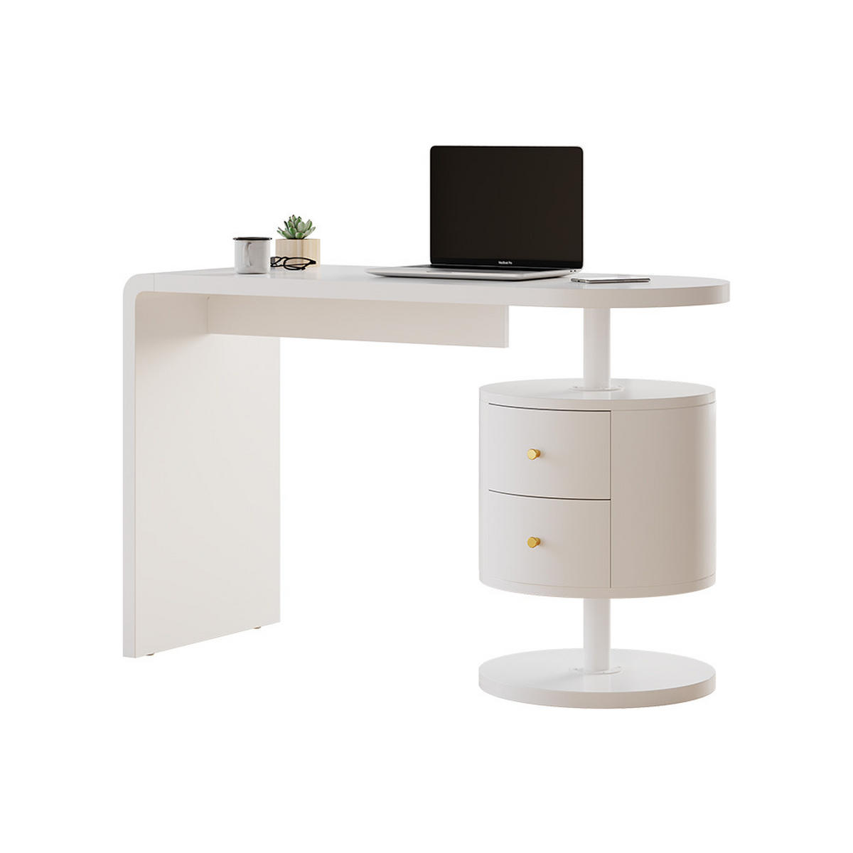 SCHREIBTISCH Lara Weiß Hochglanz 120 x 50 cm mit 2 Schubladen - Weiß Hochglanz, Holzwerkstoff (50/120/76cm) - Vicco