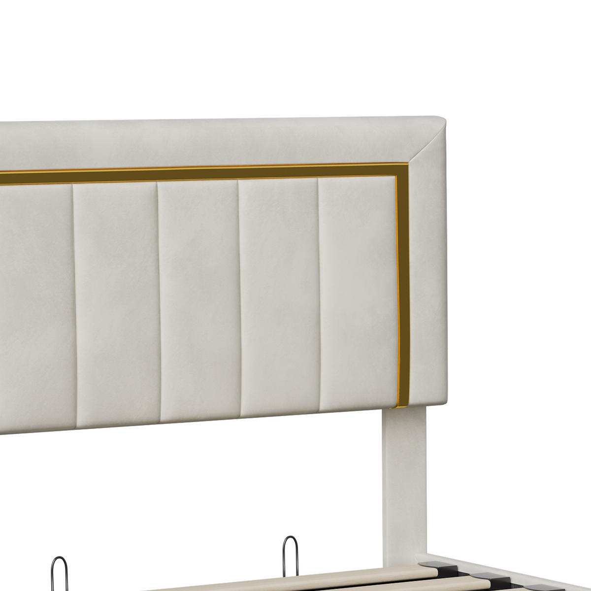 POLSTERBETT 90x200 cm, Einzelbett mit Stauraum, Samtstoff, Beige - Beige, Holz (90/200cm) - BRILVERDE