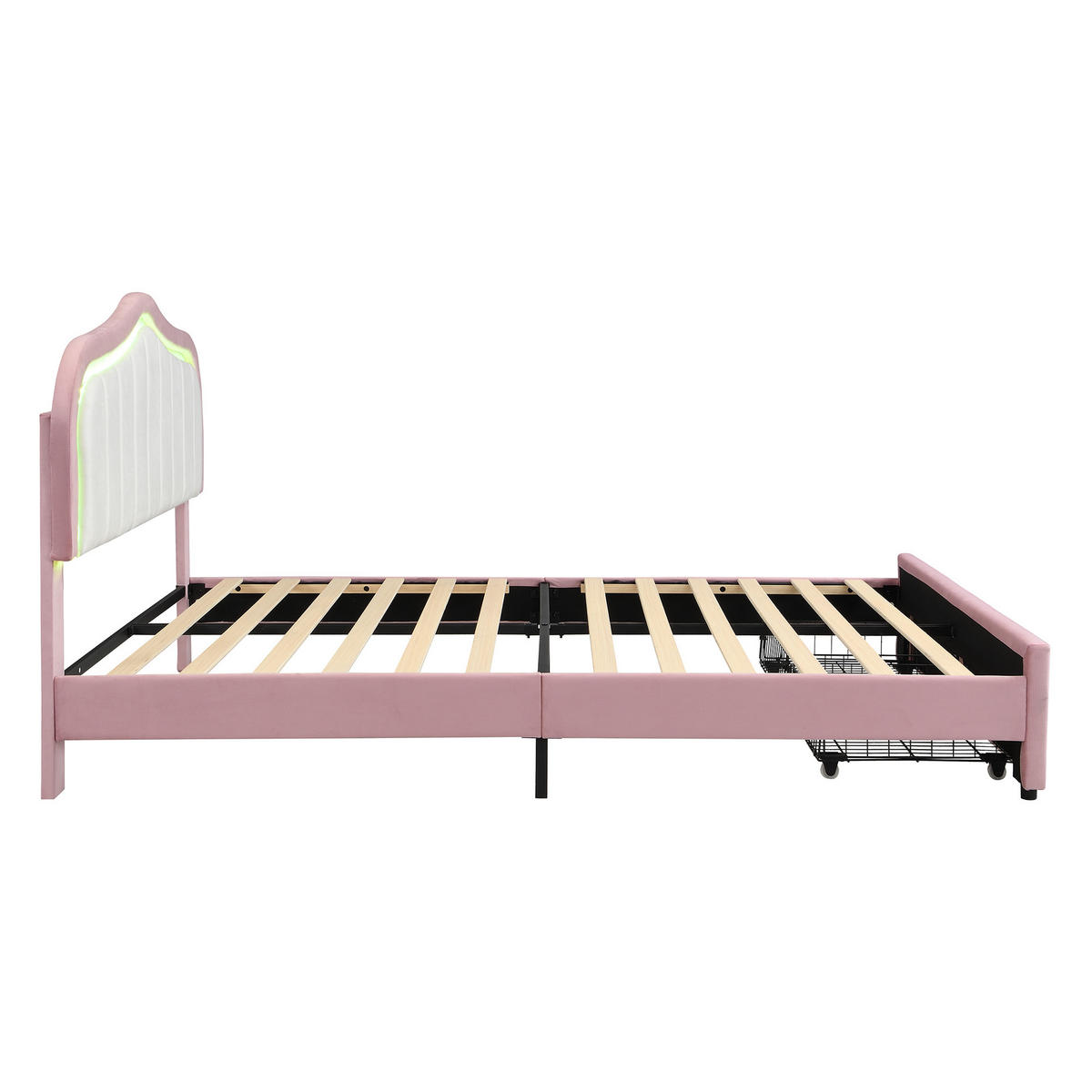 POLSTERBETT 140/200 cm mit 2 Schubladen und LED, DE-41731, in Rosa - Pink, Holzwerkstoff (140/200cm) - ComfortXL