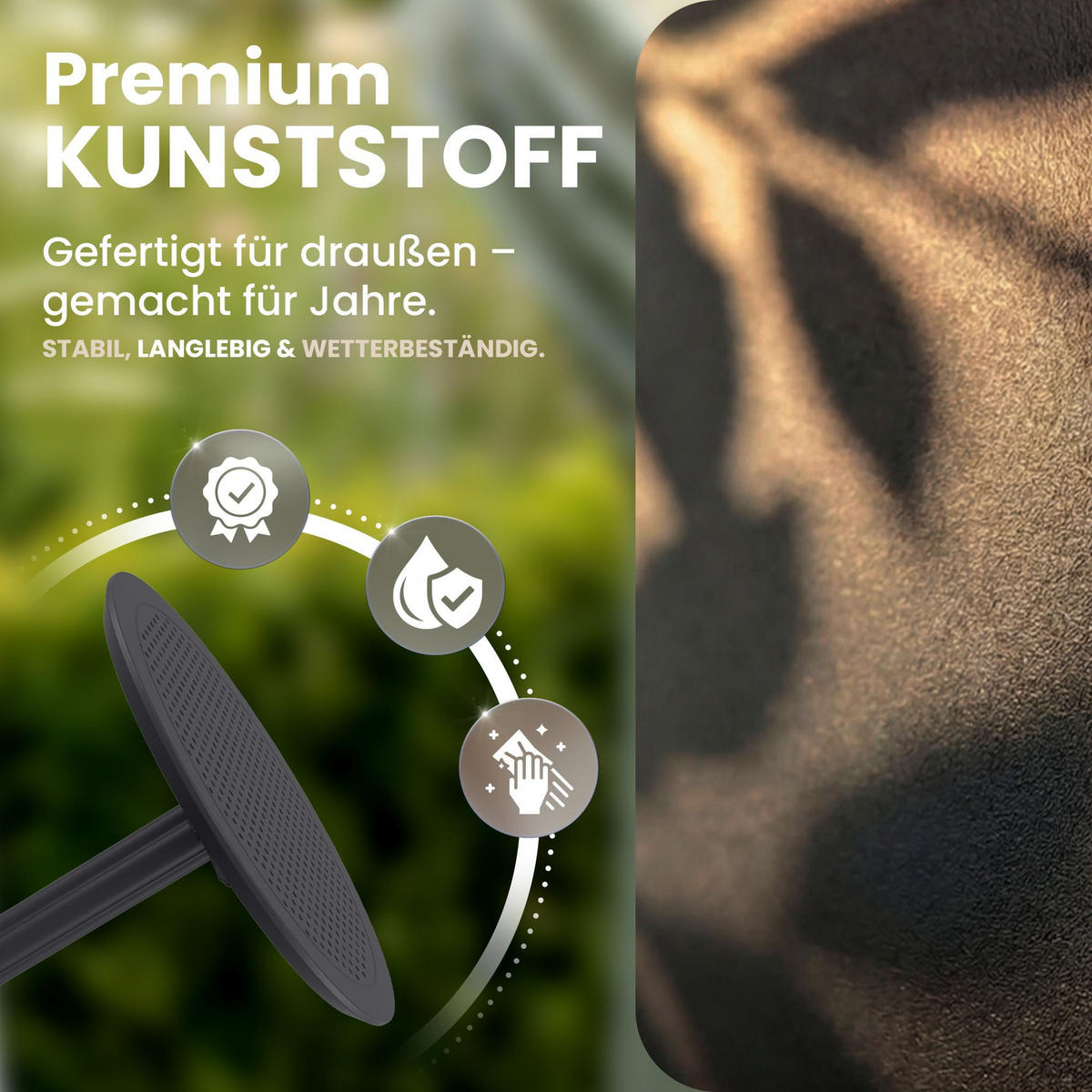 GARTENTISCH rund Kunststoff Schwarz - Schwarz, Kunststoff (60/60/74cm) - CLP