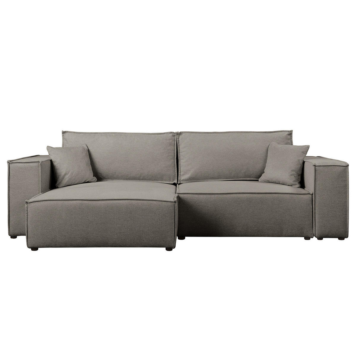 ECKSOFA mit Schlaffunktion - 255 cm - Schwarz/Grau, Kunststoff/Textil (255/148cm) - home24