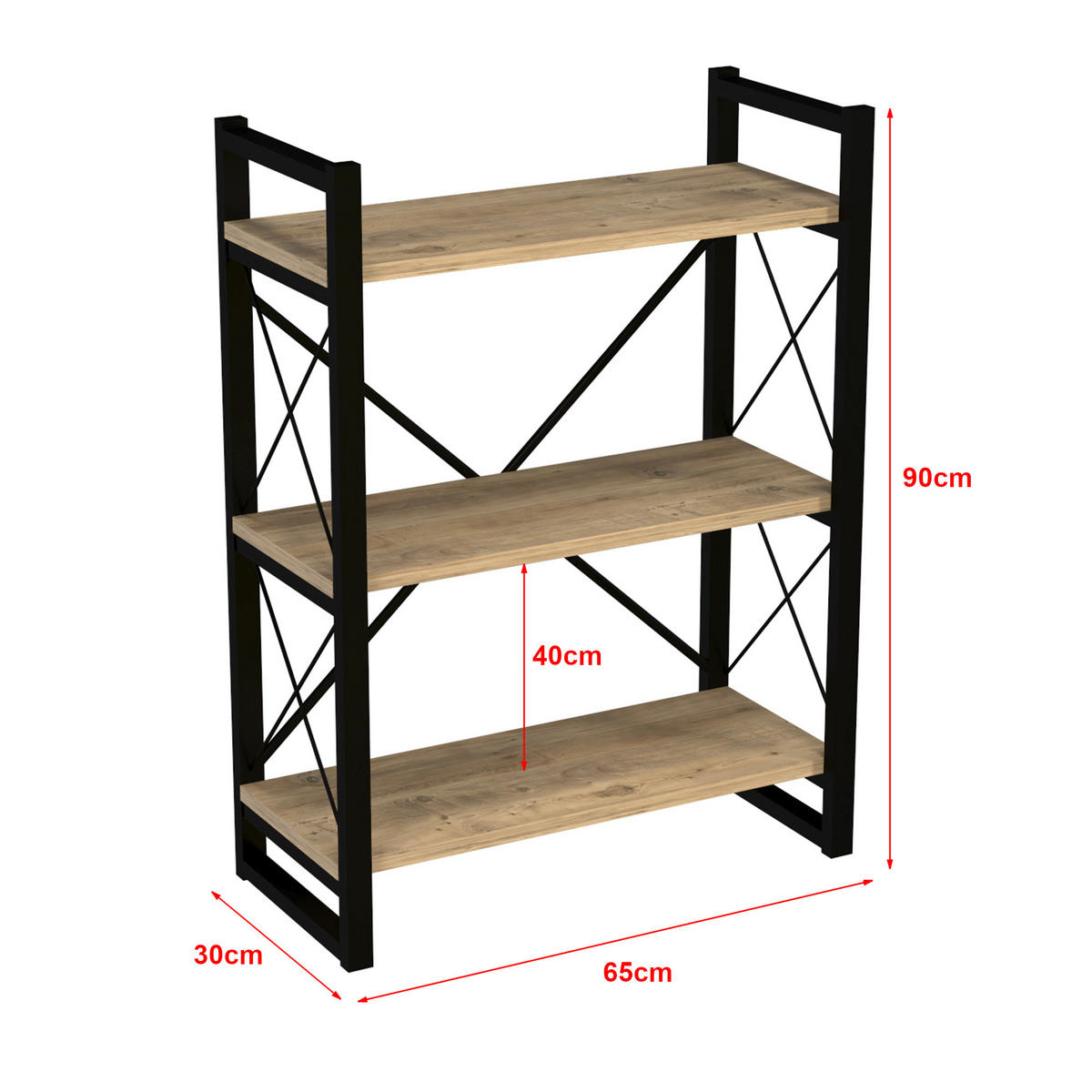 STANDREGAL Skørping - Schwarz/Braun, Holzwerkstoff/Metall (65/90/30cm) - [en.casa]