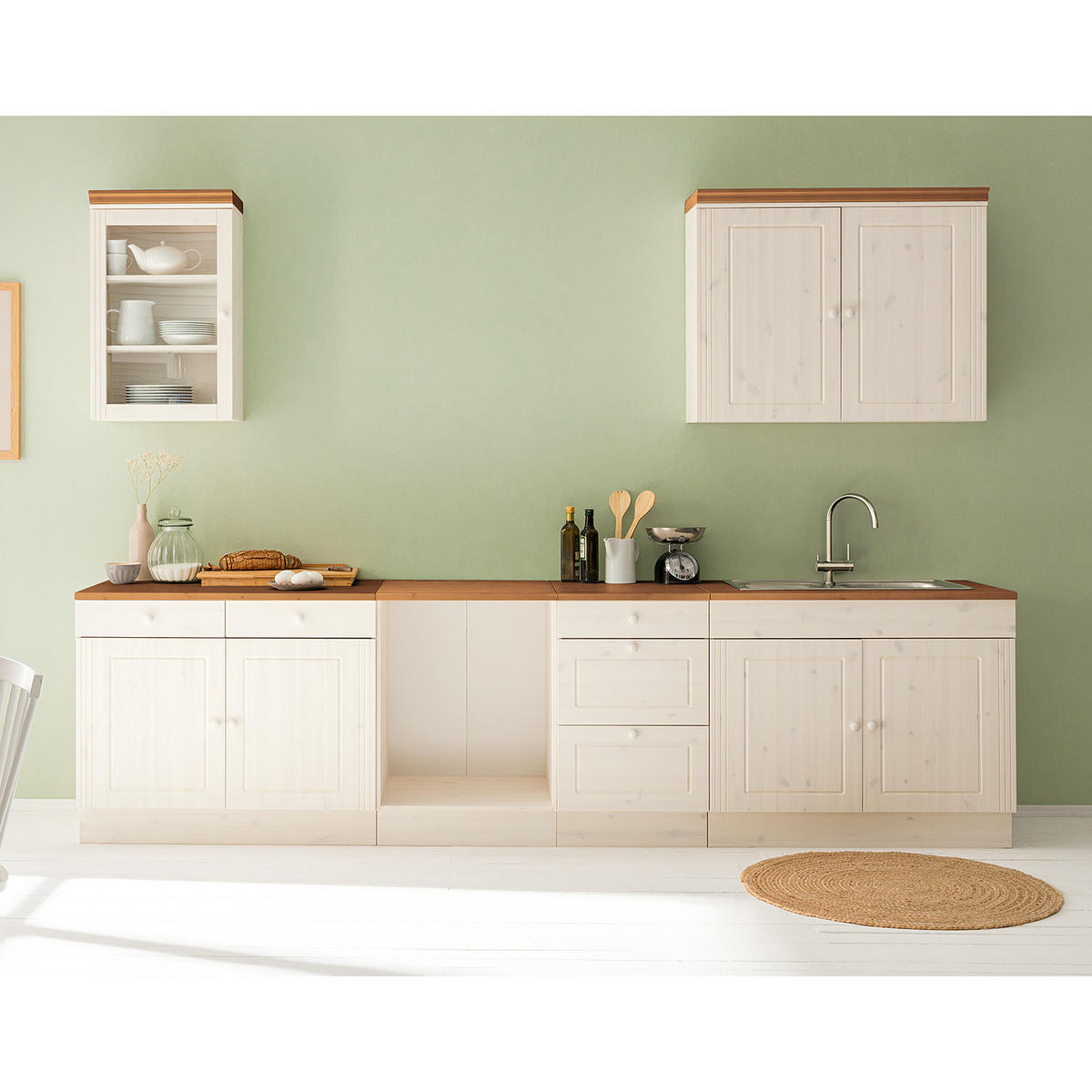 KÜCHENZEILE - Kiefer massiv - Kieferfarben, Holz (300/205/60cm) - home24