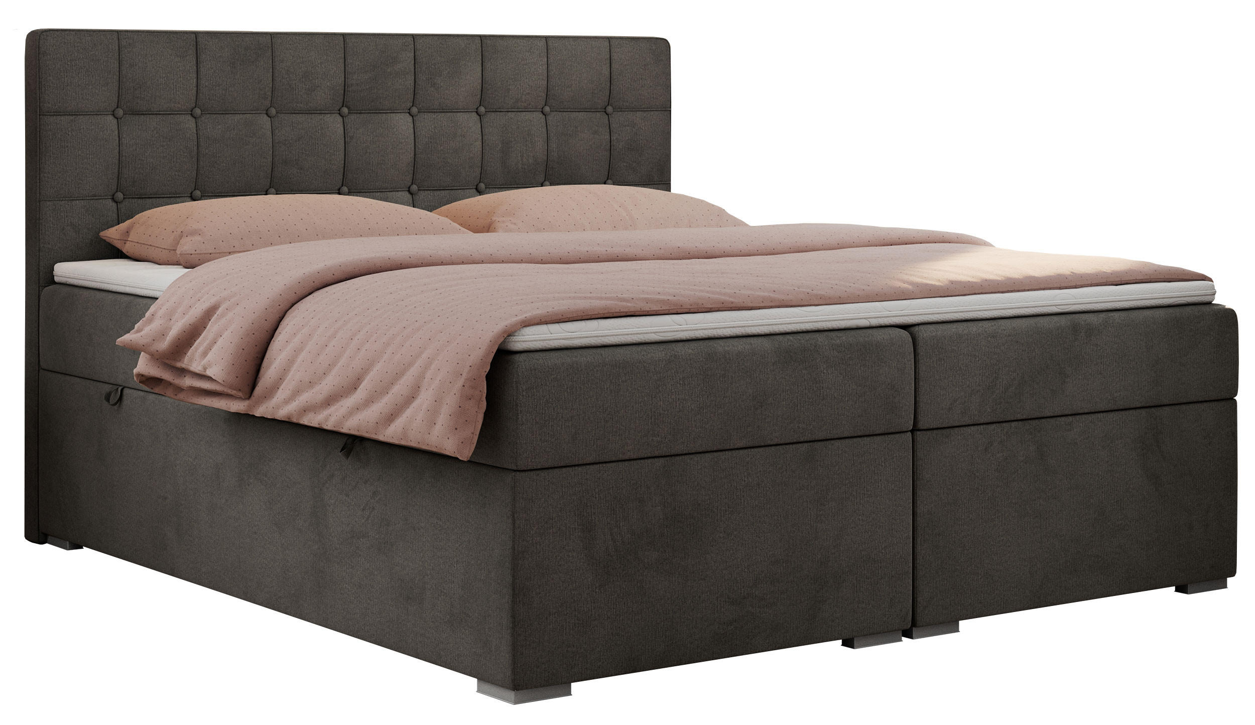 BOXBETT CARMEN 140/200 Dunkelgrau Velvet - H3 - Dunkelgrau, Holz/Textil (140/200cm) - MKS