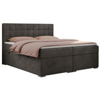 BOXBETT CARMEN 200/200 Dunkelgrau Velvet - H3 - Dunkelgrau, Holz/Textil (200/200cm) - MKS