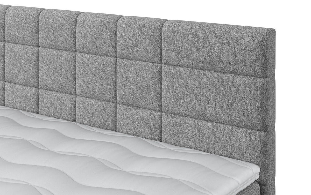 BOXBETT 140/160/180x200 – inkl. Topper, 7‑Zonen Taschenfederkern-Matratze, New York-Stoff - Hellgrau/Schwarz, Holz/Kunststoff (180/200cm) - Cotta