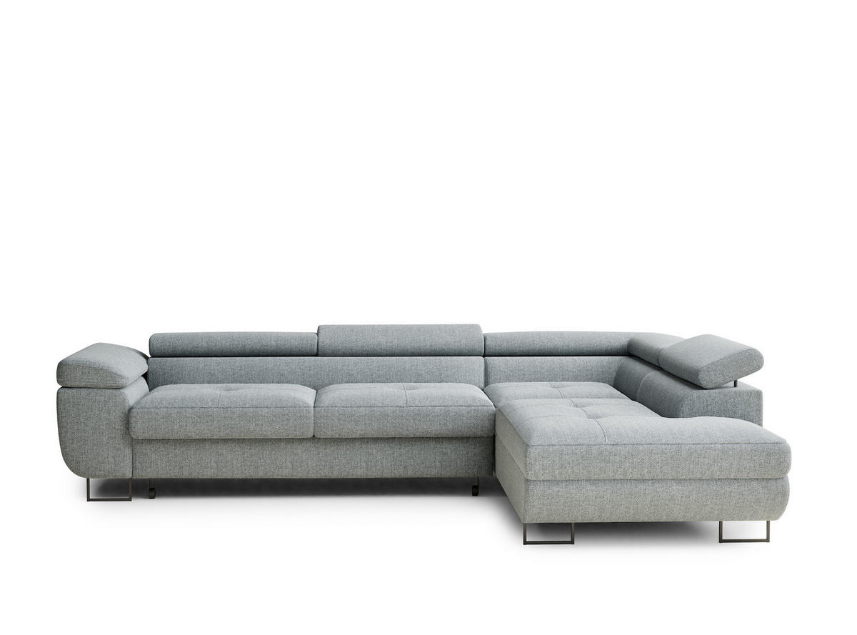 ECKSOFA Concord Blau grau Webstoff - Rechts Seite - Blaugrau/Schwarz, Holz/Holzwerkstoff (277/203cm) - Maison de Reve