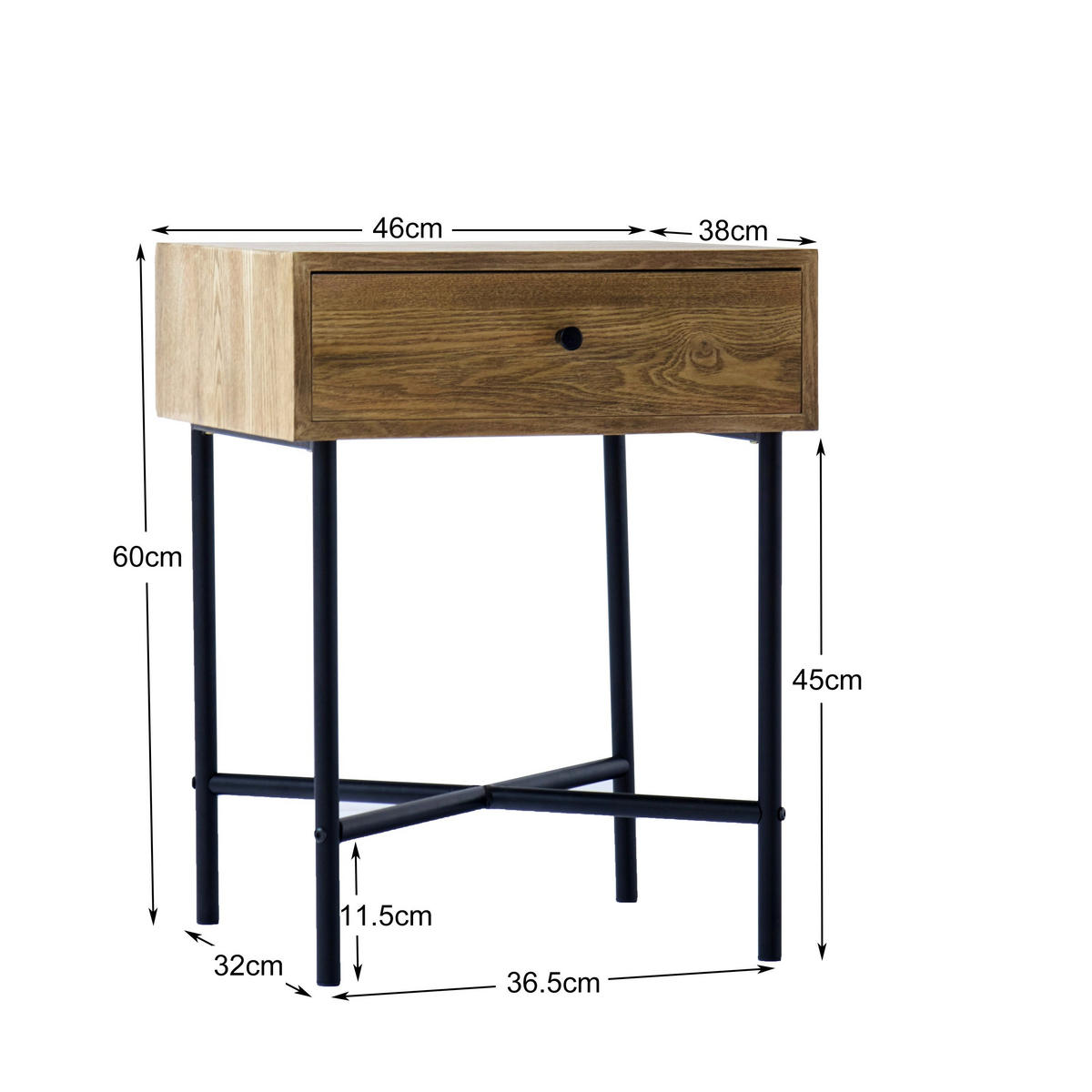 NACHTTISCH Rechteckig Braun 46 x 38 x 60 cm - Braun, Holz (46/60/38cm) - Nordlys