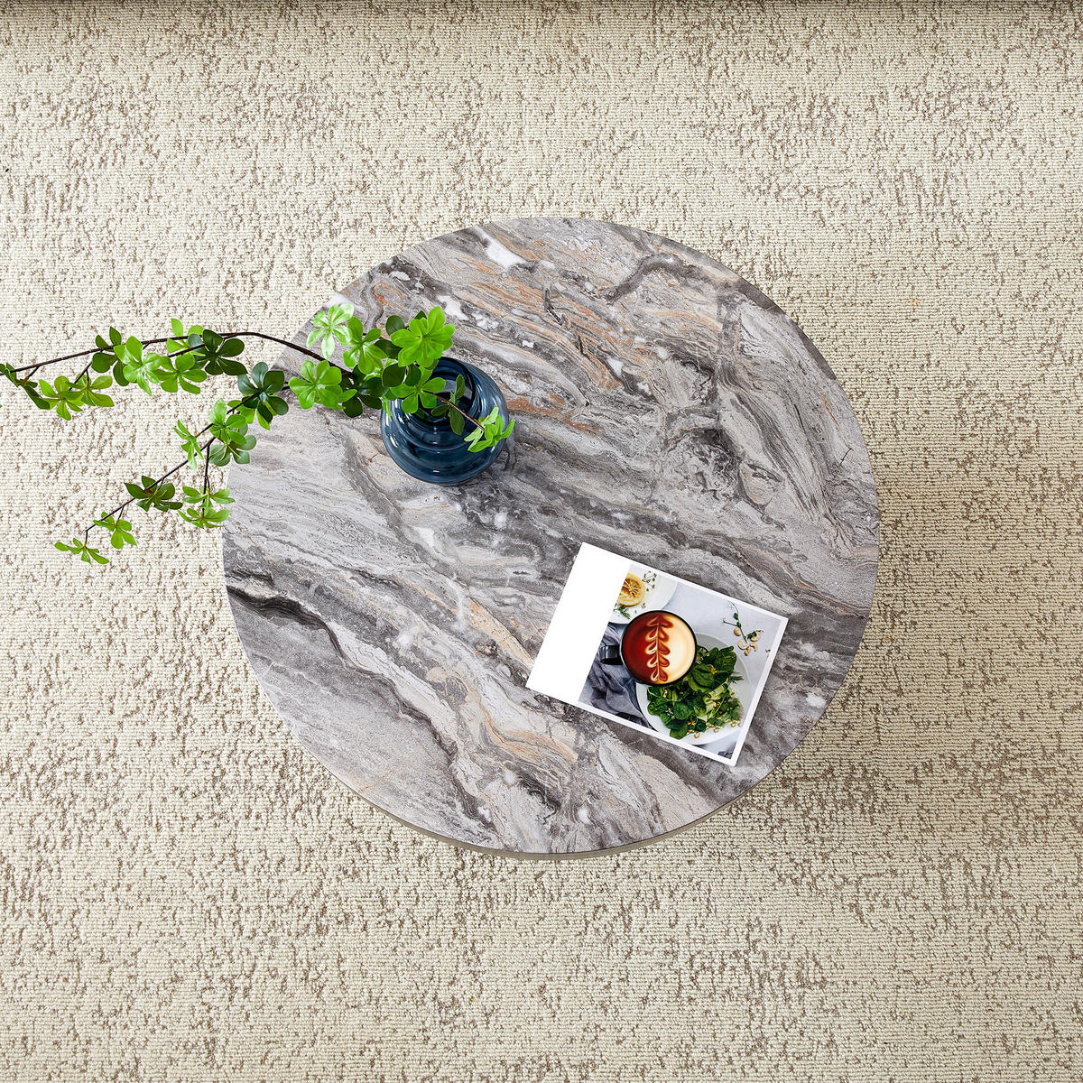 RUNDER COUCHTISCH Marmor-Optik - Grau, Metall (70/70/35.5cm)