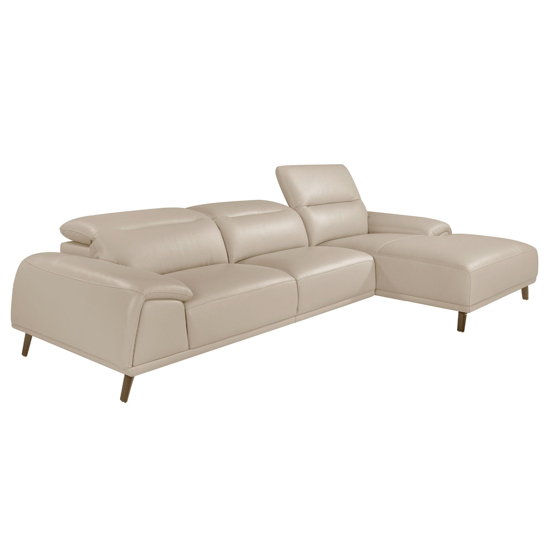 ECKSOFA Rechtes Chaiselongue-Sofa in Leder taupe grau 316/176/102 cm - Dunkelgrau, Leder (316/176cm) - ANGEL CERDA