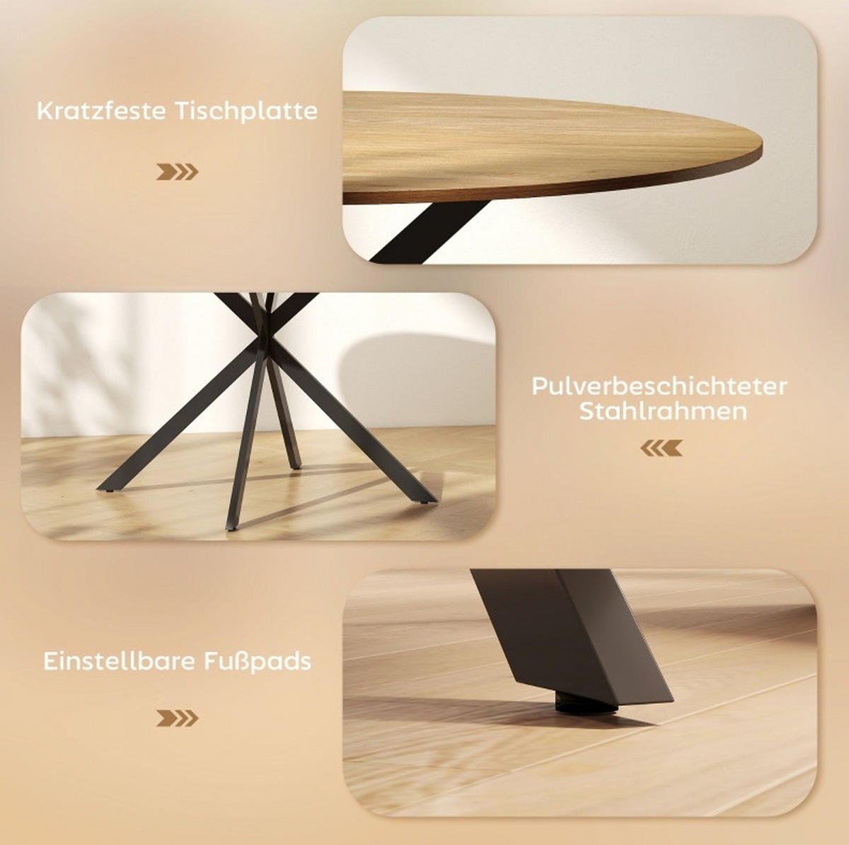 ESSTISCH 120 cm Eiche aus Holz im Industriestil - Eichefarben, Holz (120/120/75cm) - OKMYHOME