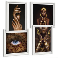BILDER SET 4er Set - 50x50 cm & 40x60 cm Weißer Rahmen - Künstlerische Porträts von Frauen - Weiß, Kunststoff (50/50cm) - TULUP