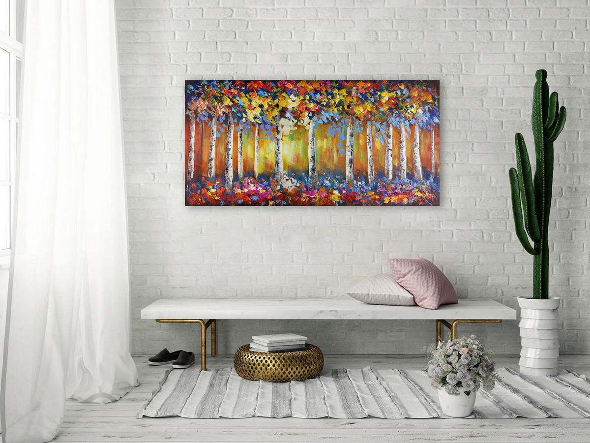 ACRYLBILD HANDGEMALT 120/60 cm - Grün, Holz/Textil (120/60cm) - KUNSTLOFT