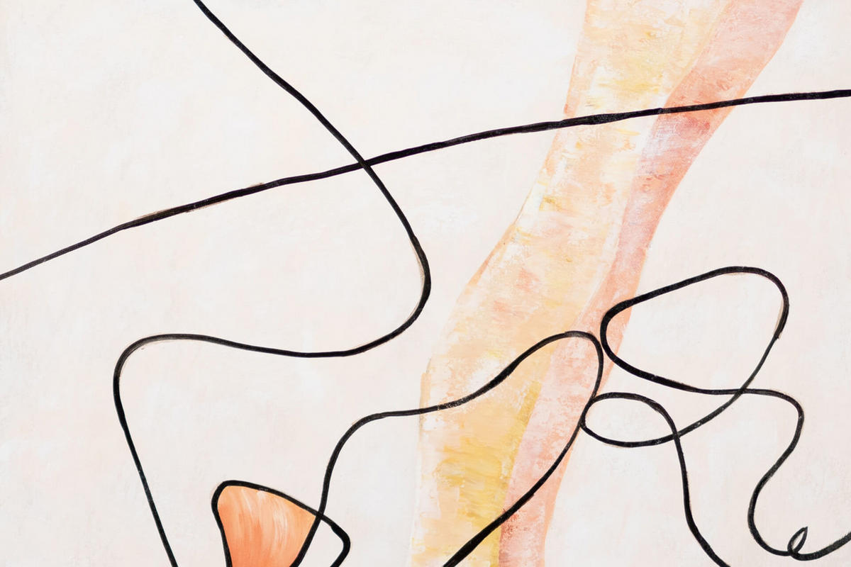 ACRYLBILD HANDGEMALT 60/90 cm - Schwarz/Orange, Holz/Textil (60/90cm) - KUNSTLOFT