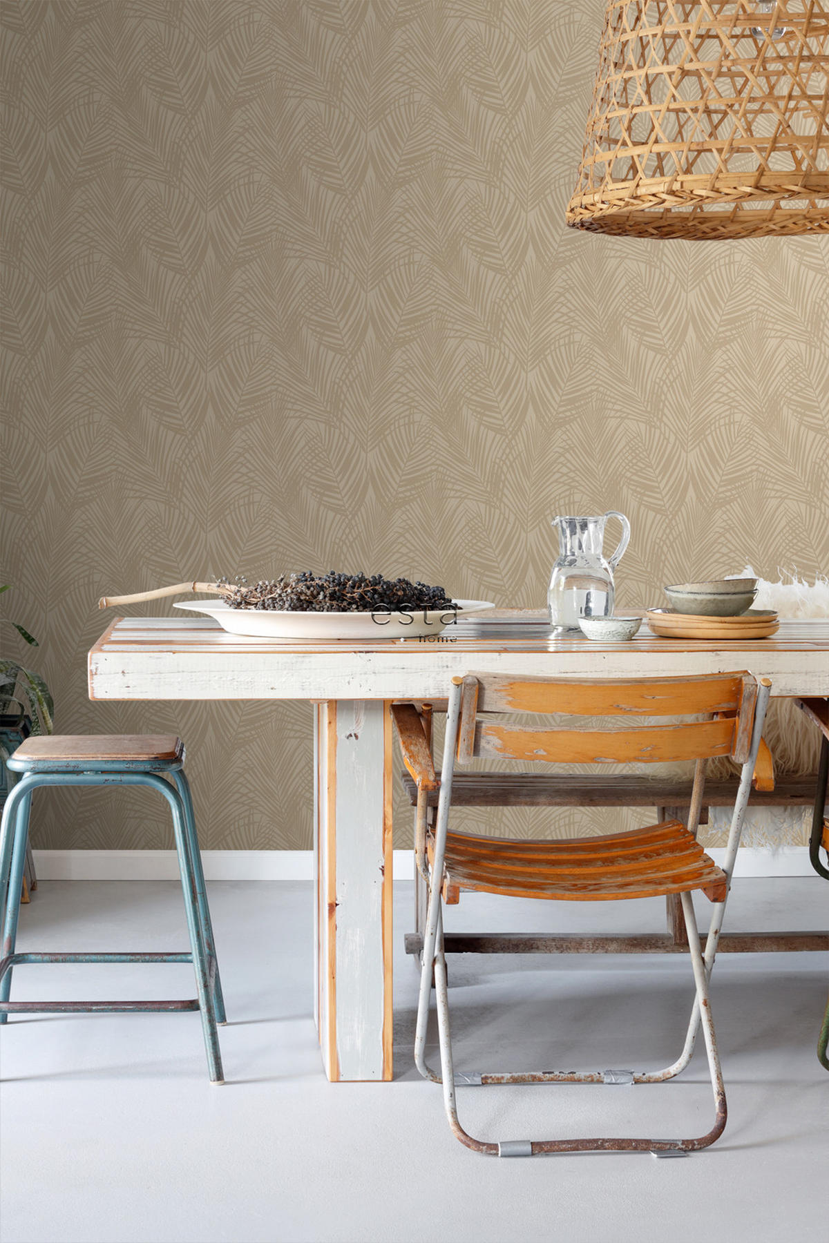 TAPETE Palmblätter 53 cm x 10.05 m - Beige, Papier (53/1000cm) - ESTAhome