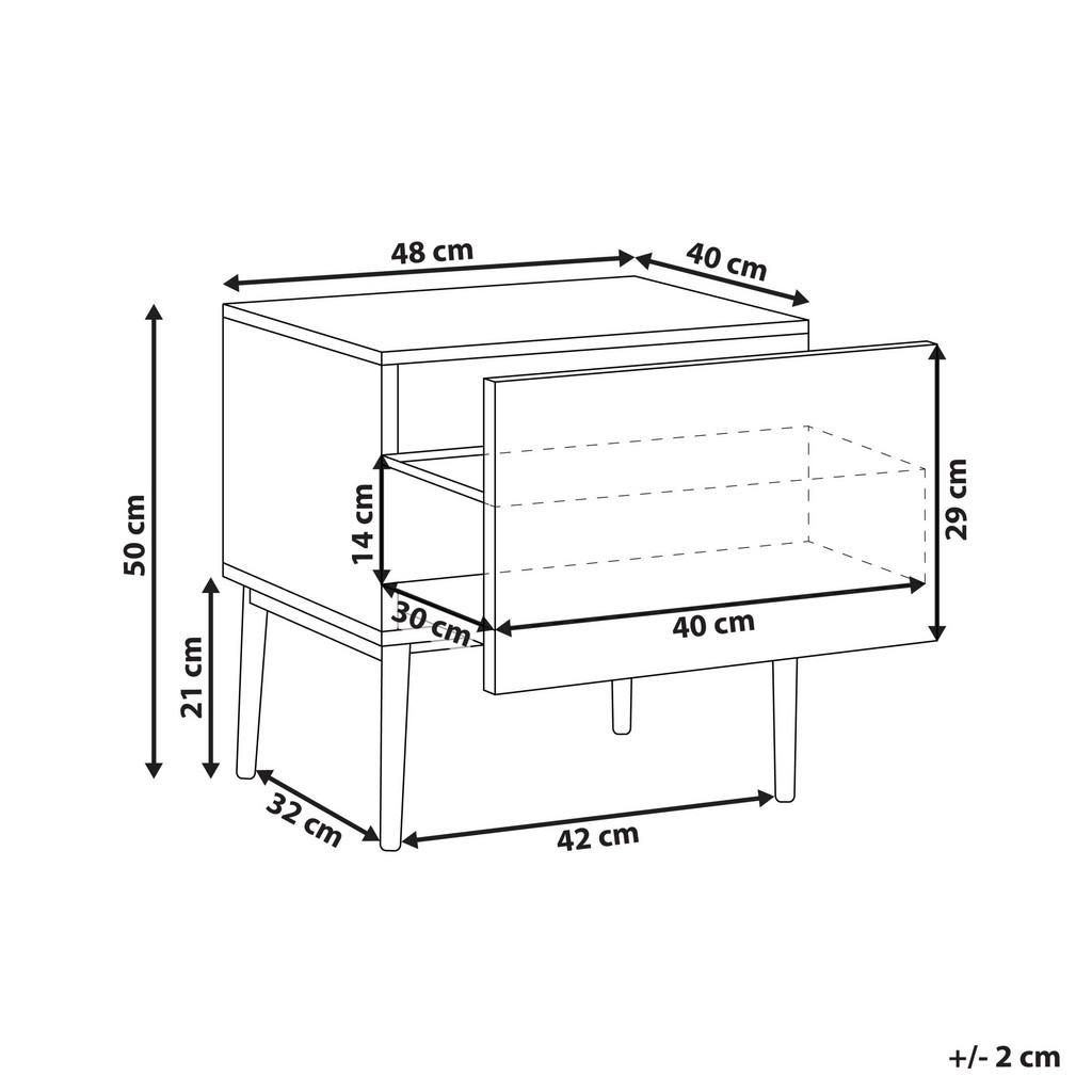 Thumbnail - Beliani Nachttisch, Schwarz, Braun, Holzwerkstoff, 48x50x40 cm, Schlafzimmer, Nachttische