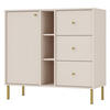 SIDEBOARD Oktio Sandbeige 100 cm - Beige/Goldfarben, Holzwerkstoff/Metall (100.2/95/40.8cm) - Selsey