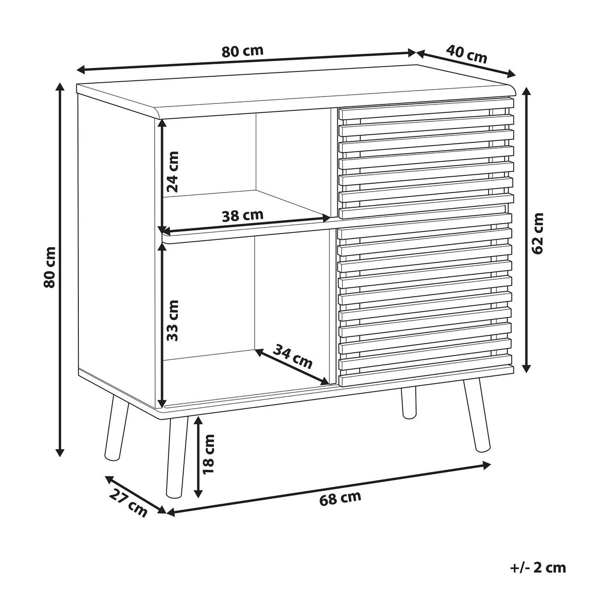 SIDEBOARD Dunkler Holzfarbton Perth - Dunkelbraun/Schwarz, Holzwerkstoff (80/80/40cm) - Beliani