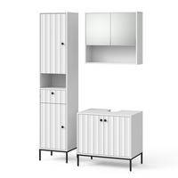 BADMÖBEL-SET Eliza Weiß Riffel 3 Teile - Weiß, Holzwerkstoff (70/65/45cm) - Vicco