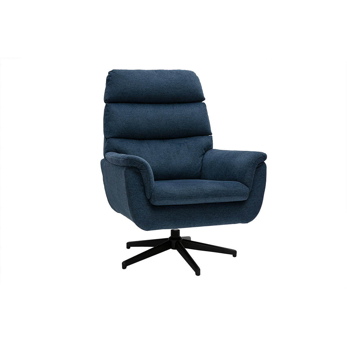 SESSEL drehbar Stoff Dunkelblau Metall JONAH - Dunkelblau, Textil (89.5/105/76cm) - Miliboo