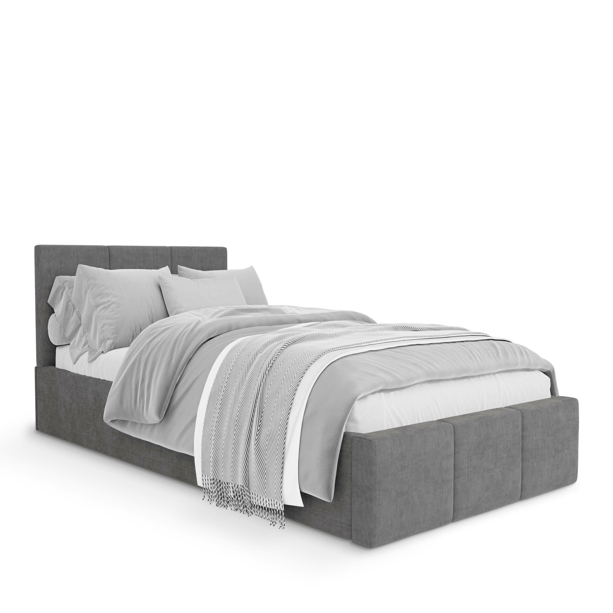 POLSTERBETT für Schlafzimmer Bett mit Stauraum Grau 90x200cm Kopfteil 110cm - Grau, Holzwerkstoff/Metall (90/200cm) - Muralo