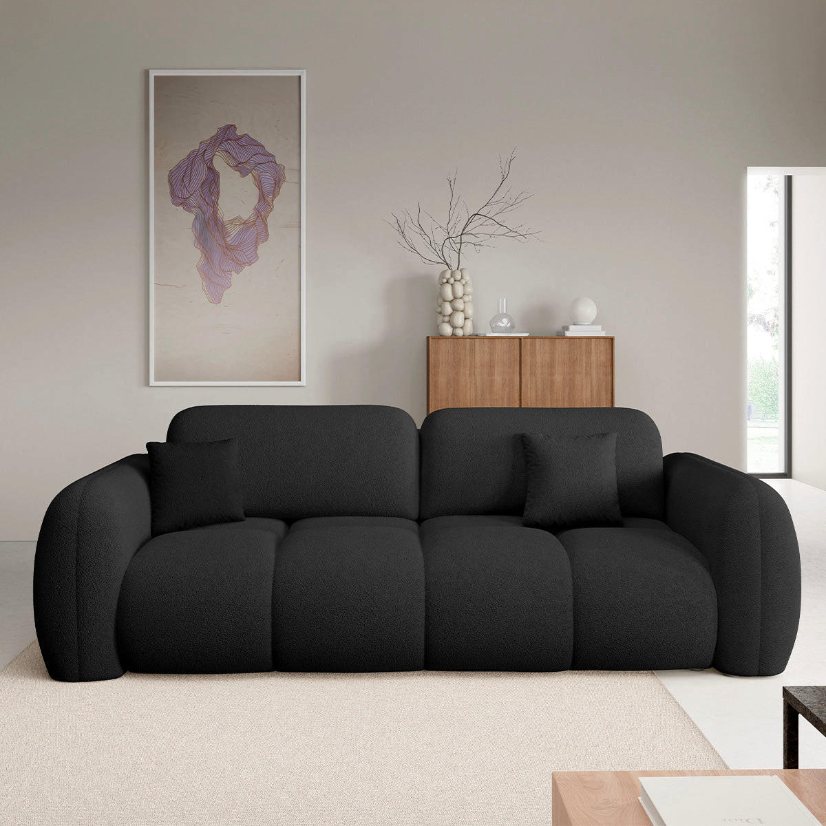 SOFA Livio 3 Sitzplätze Schwarz - Schwarz, Holz (270/95/121cm) - Petits-meubles