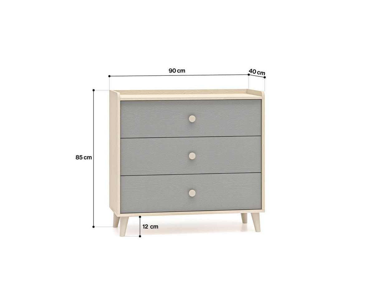 KOMMODE MEVEL Grau 90x40x85 cm - Grau, Holzwerkstoff (90/85/40cm) - FURNLUX
