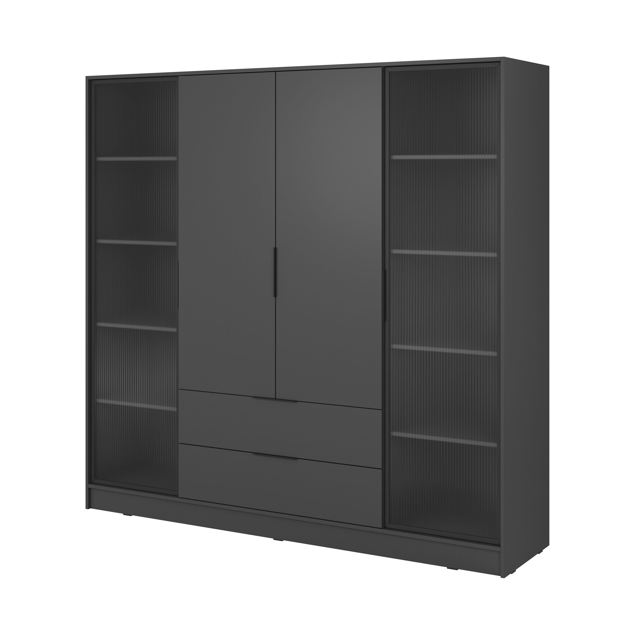 DREHTÜRENSCHRANK CATERINA 206/200/51 cm 4-türig Graphitfarben - Graphitfarben, Holzwerkstoff (206/200/51cm) - MASSENO