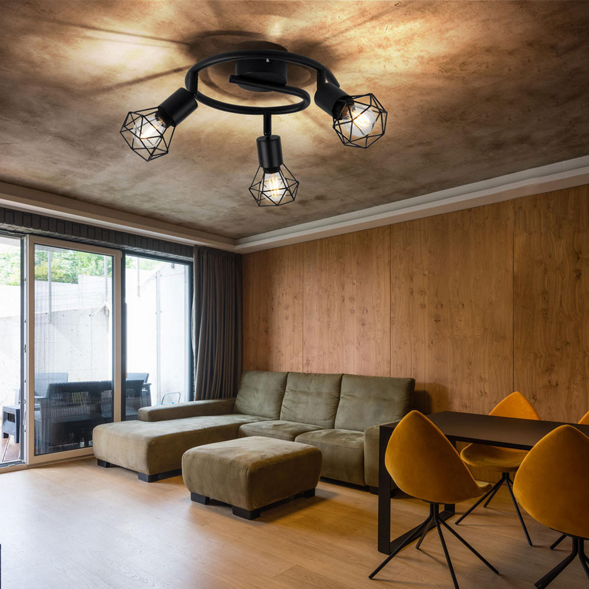 LED DECKENLEUCHTE Metall schwarz Gitteroptik - Schwarz, Metall (23/23/18cm)