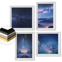 WANDBILDER 4er-Set - 50x50 cm & 40x60 cm Weißer Rahmen - Nachthimmel, Berge, Winter, Weltraum - Weiß, Kunststoff (50/50cm) - ArtPrintCave