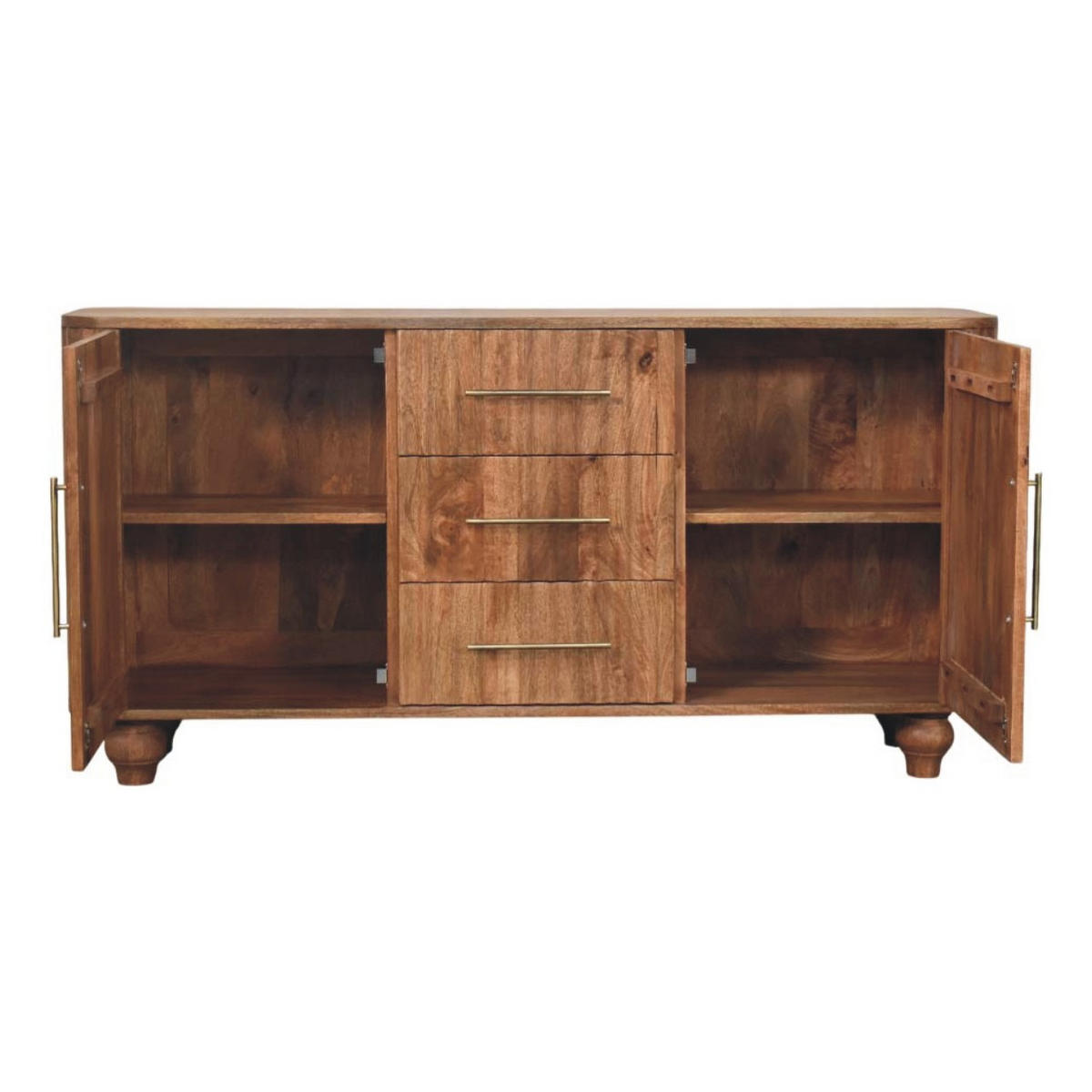 SIDEBOARD mit Golden-Teak-Finish, 3 Schubladen, 2 Innenablagen, 2 Türen, braun - Braun, Holz (146/73/35cm) - Artisan Furniture