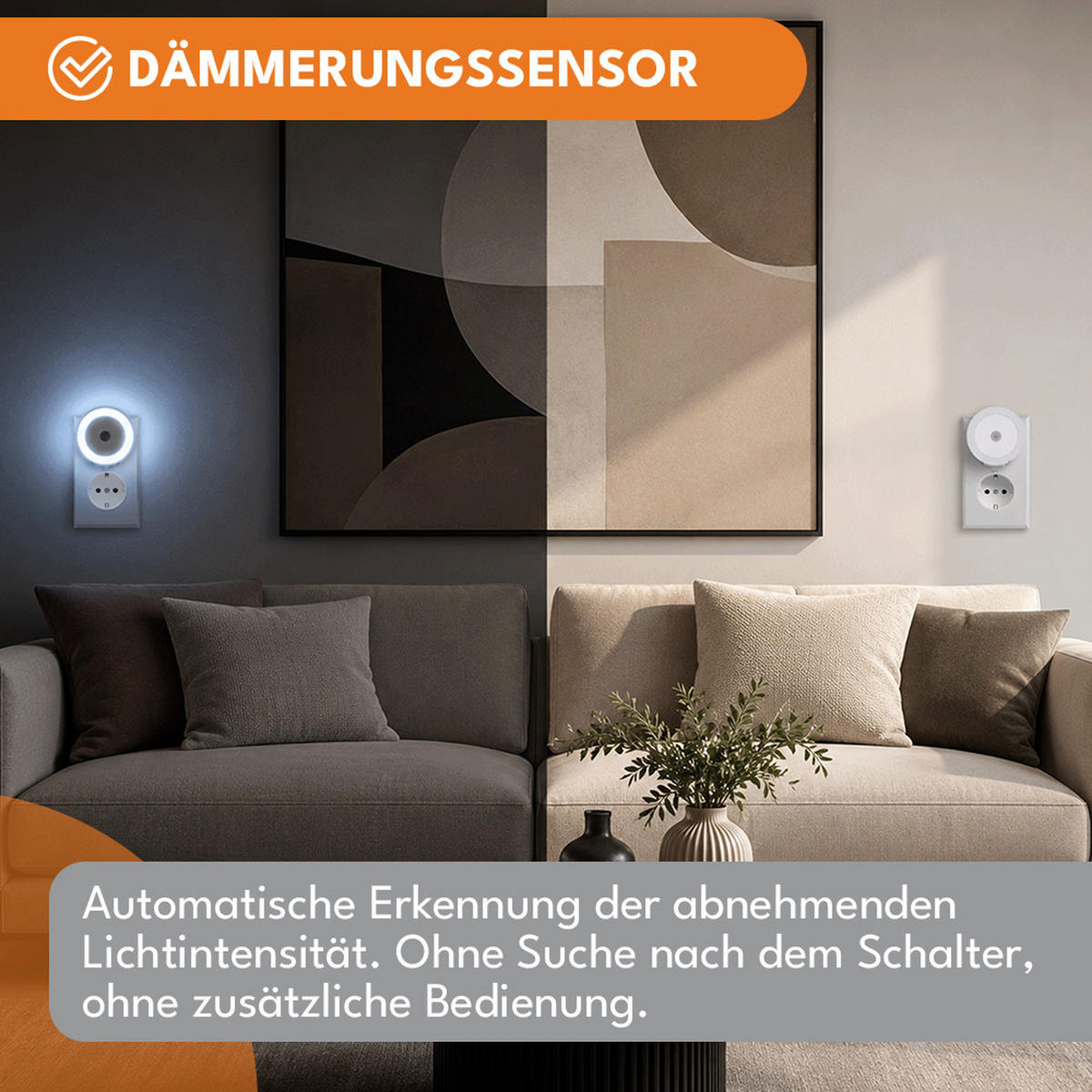 NACHTLICHT LED, Steckdose mit Bewegungssensor - Weiß, Kunststoff (8/2/8cm) - KRUMAD
