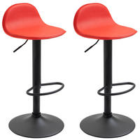 BARHOCKER 2er Set Lederlook rot - Rot/Schwarz, Textil/Metall (39/94/41cm) - CLP