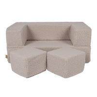 KINDERSOFA, Bearly, Cube, Hellgrau - Grau, Textil (96/40/50cm) - MeowBaby