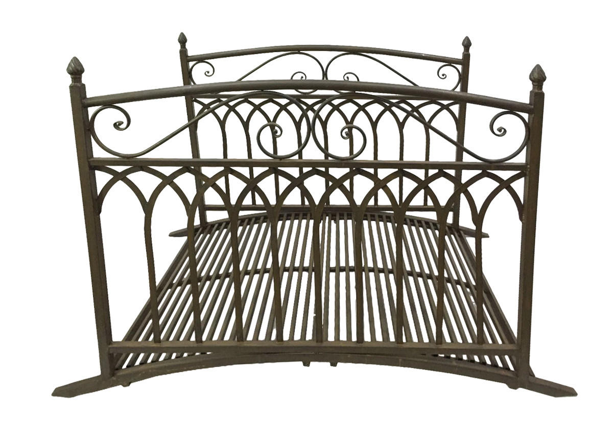 GARTENBRÜCKE Seoul Geländer Antik-Optik Stahl Braun-Schwarz 91x80x136cm - Braun, Metall (136/80/91cm) - DELUKE