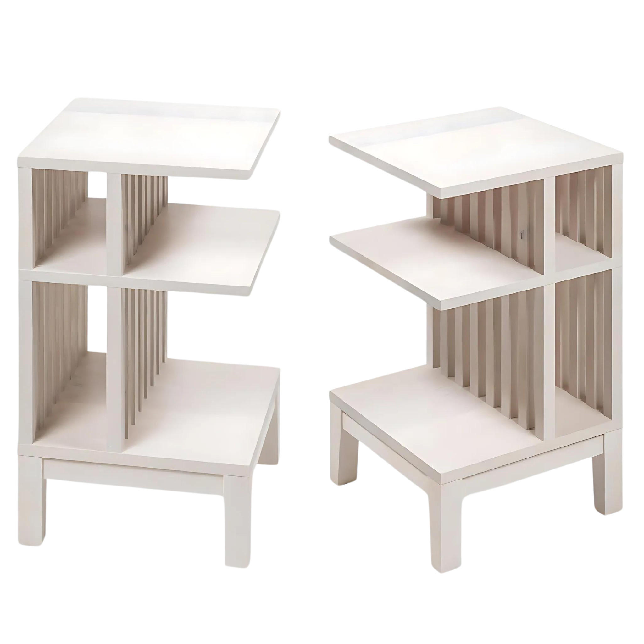 NACHTTISCH Celine 2er Set, weiße Birke, 37,5/37,5/65 cm - Weiß, Holz (37.5/65/37.5cm) - WOODEK