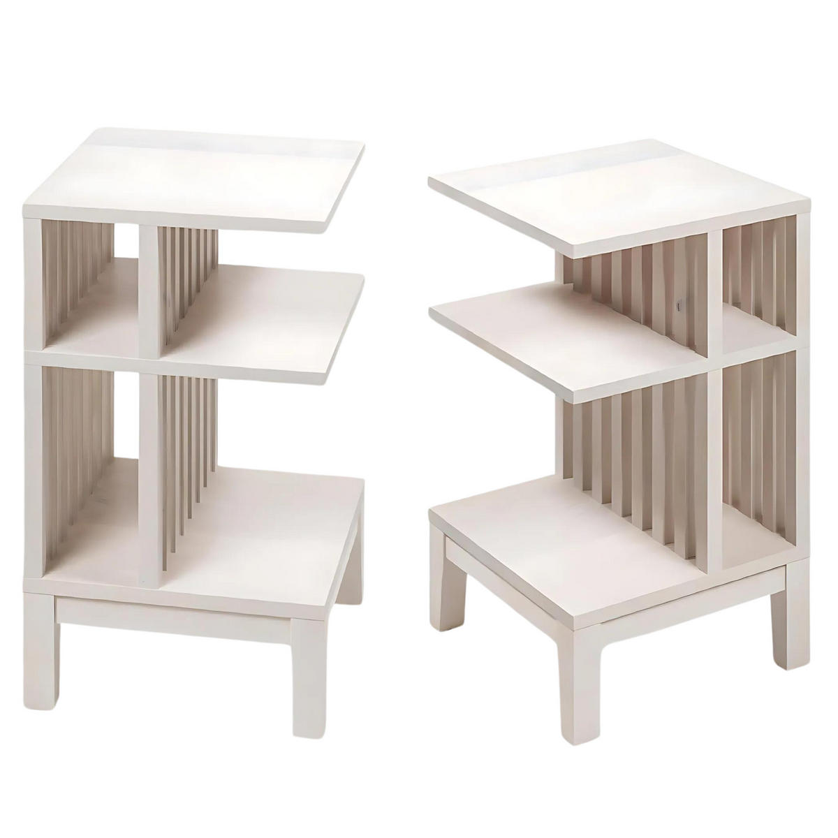NACHTTISCH Celine 2er Set, weiße Birke, 37,5/37,5/65 cm - Weiß, Holz (37.5/65/37.5cm) - WOODEK
