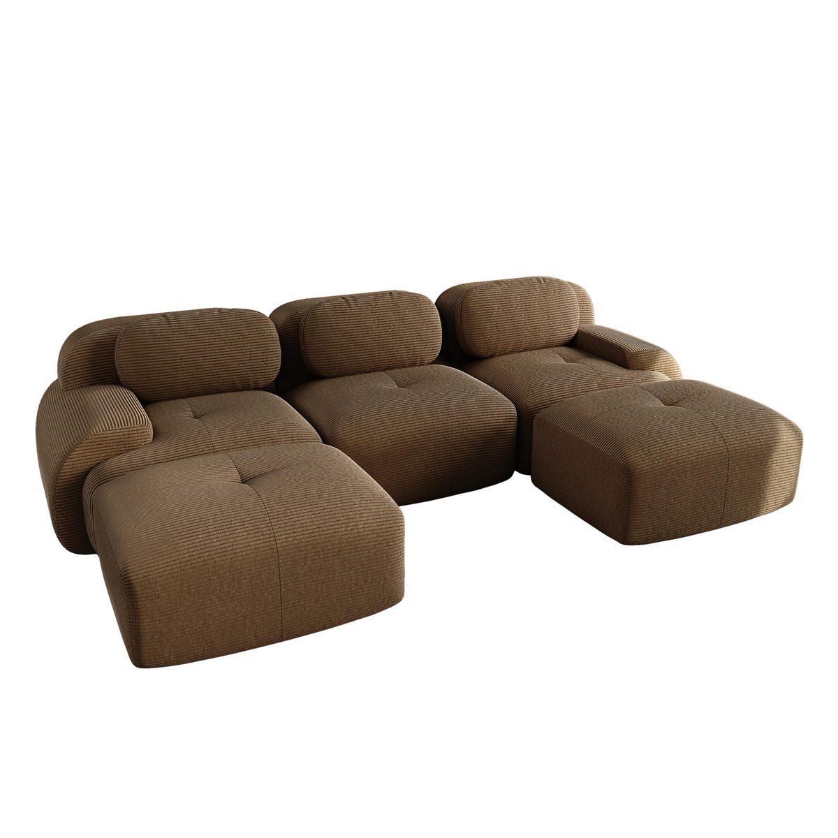 ECKSOFA 298/178/70 cm Braun aus Cordstoff modular, rahmenlos und montagefrei - Braun, Textil (178/298cm) - OKWISH