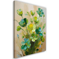 WANDBILD grün gemalte blume - Grün, Textil (40/60cm) - Feeby